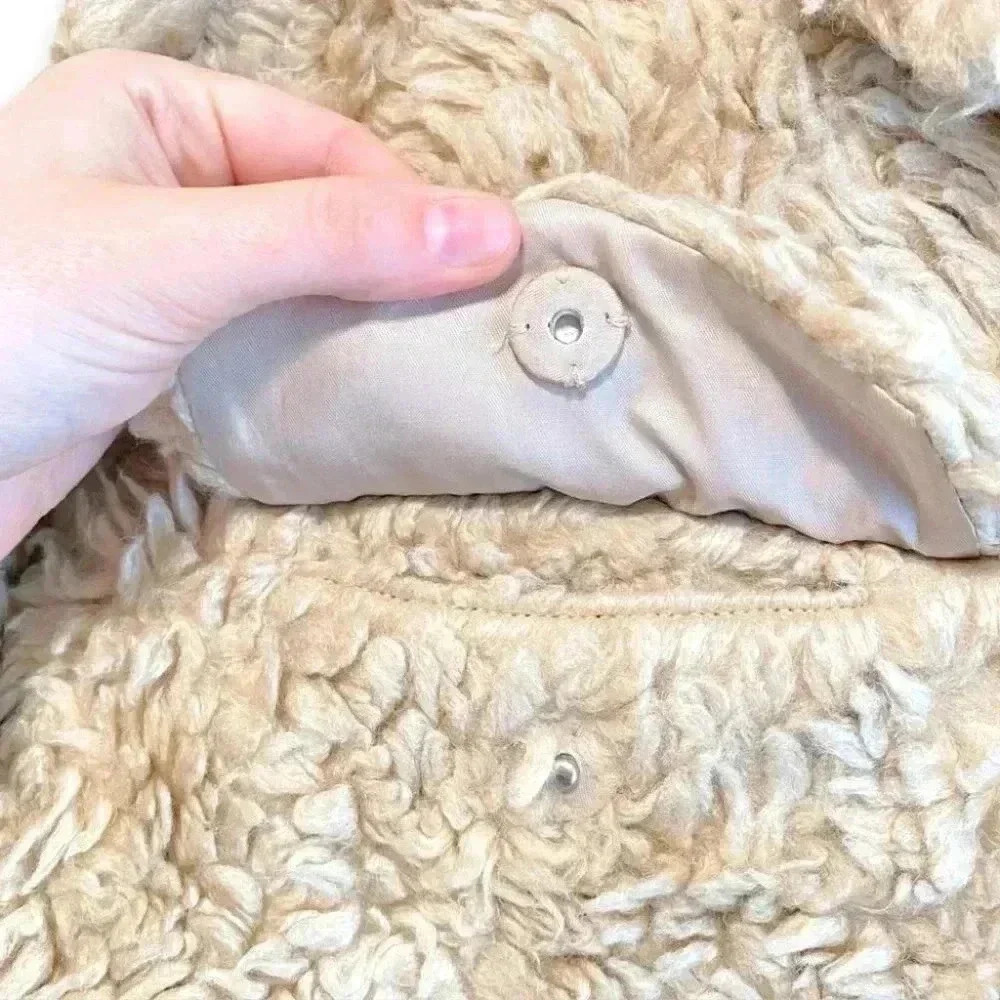 NWT & Other Stories Faux Fur Cozy Teddy Jacket Latte Brown Size 8 - Picture 9 of 11